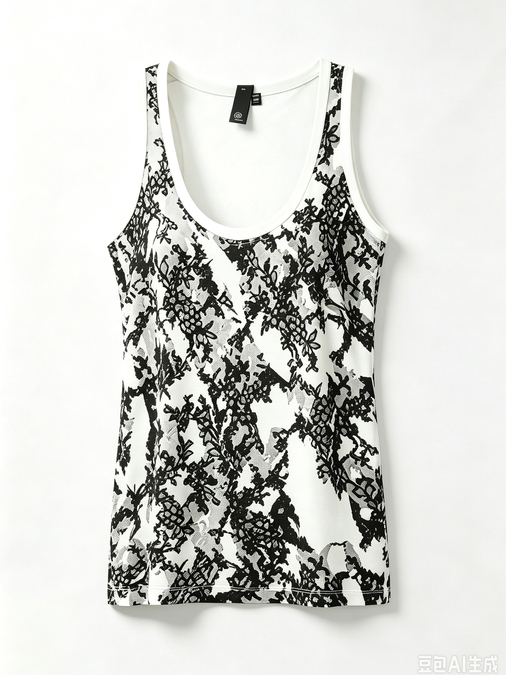 Alexander Mcqueen  Black & White Printed Tank Top - Classic Scoop Neck
